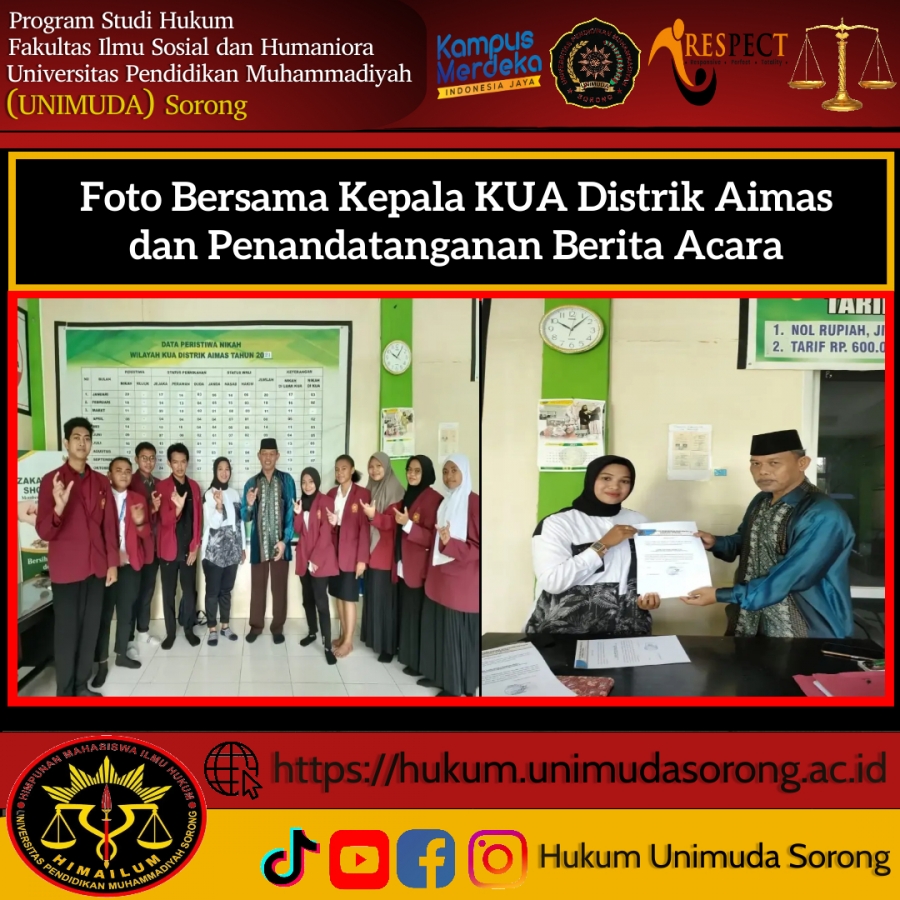 Program Studi Hukum memperkenalkan Undang – Undang Perkawinan Melalui Kuliah Umum in Kantor Urusan Agama Distrik Aimas