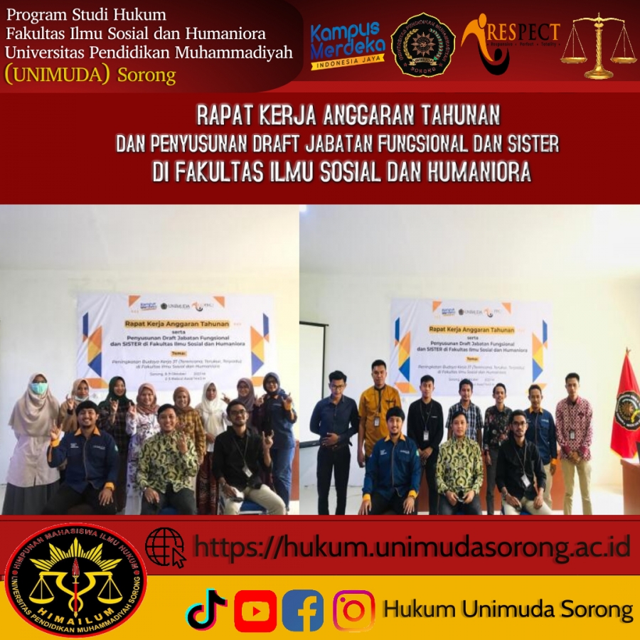 Workshop Rencana Kegiatan Anggaran Tahunan Dan Penyusunan Draft Jabatan Fungsional Serta Sister Yang Diikuti Oleh Program Studi Hukum UNIMUDA Sorong